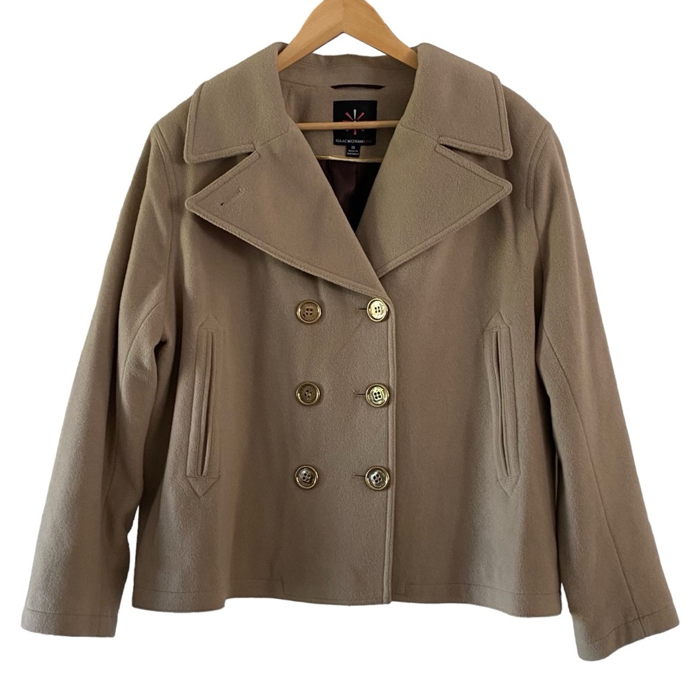Wool Cashmere Blend Coat Khaki Tan Isaac Mizrahi Live Women’s Size 1X